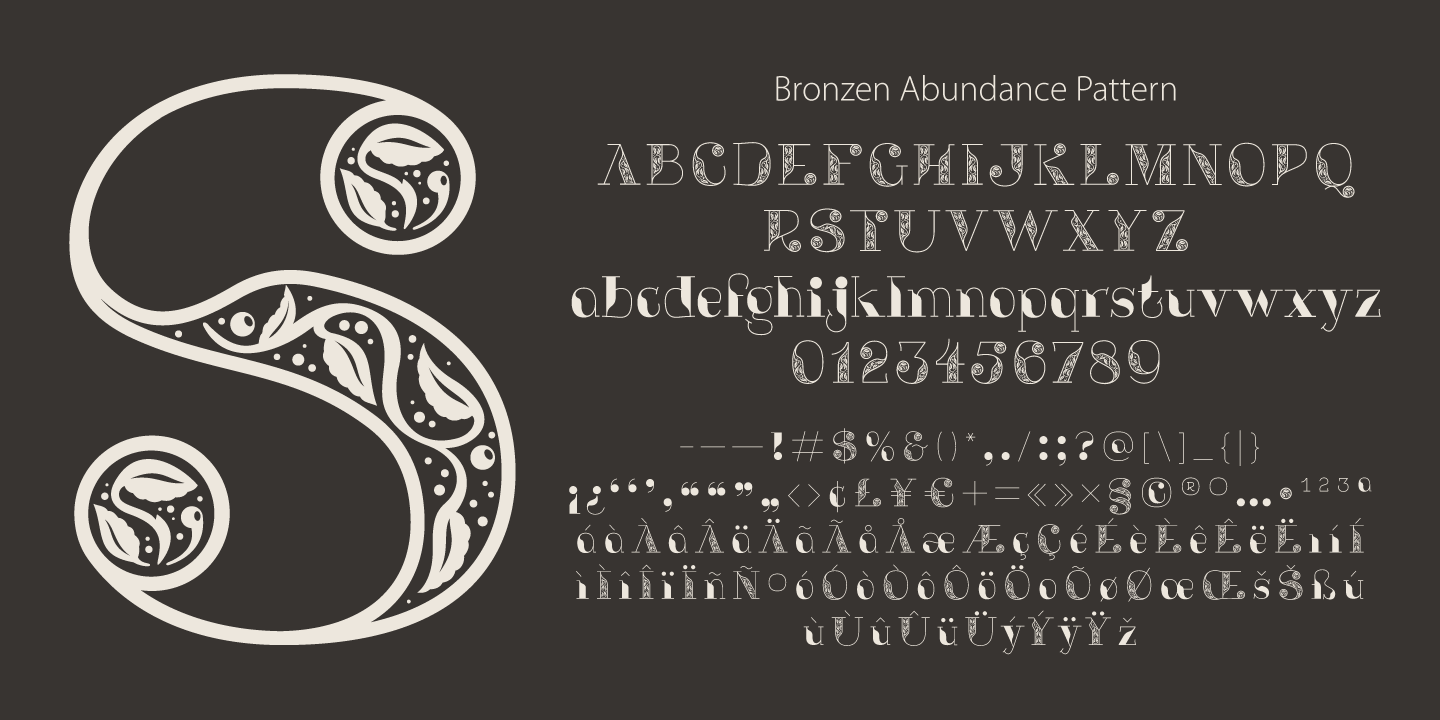 Пример шрифта Bronzen Abundance Filled